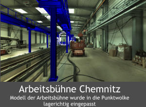 Arbeitsbhne Chemnitz Modell der Arbeitsbhne wurde in die Punktwolke lagerichtig eingepasst
